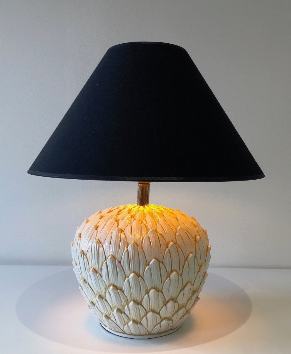 Lampe Artichaut En Céramique. Travail Français. Vers 1970-photo-2