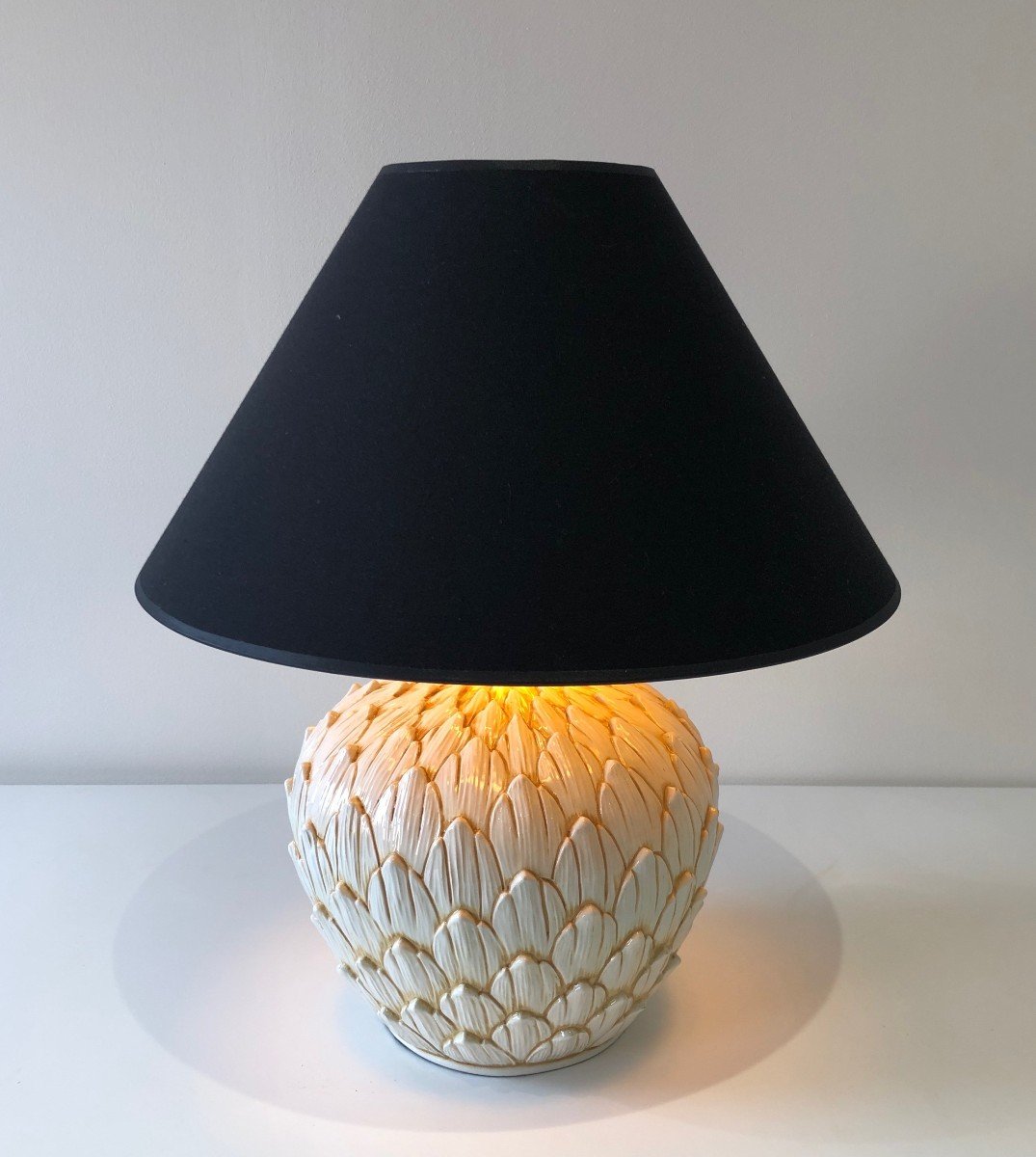Lampe Artichaut En Céramique. Travail Français. Vers 1970-photo-3