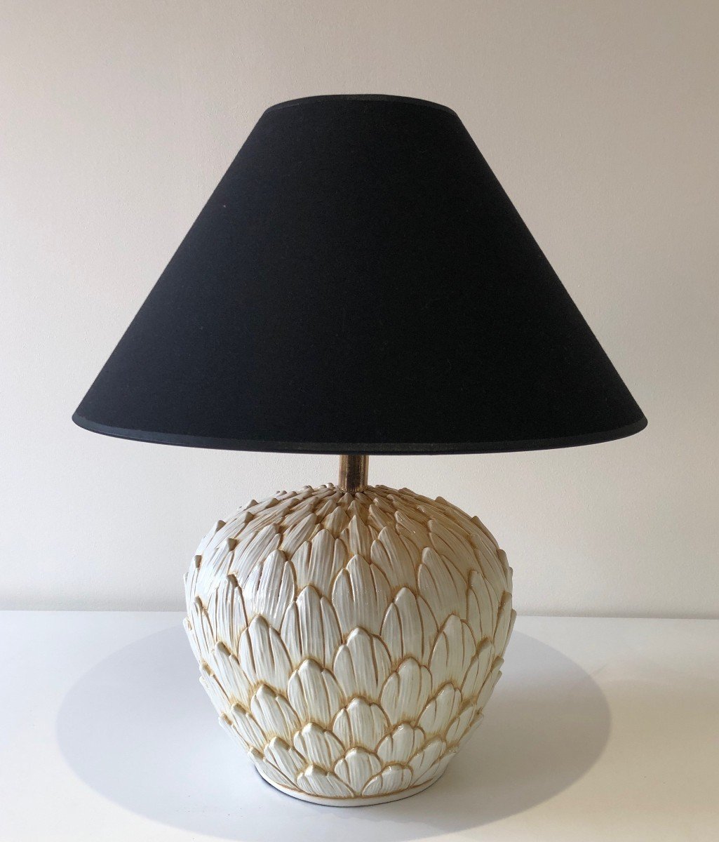 Lampe Artichaut En Céramique. Travail Français. Vers 1970-photo-4