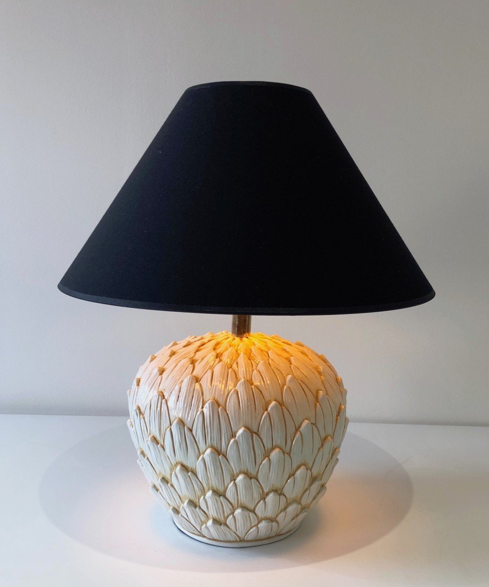 Lampe Artichaut En Céramique. Travail Français. Vers 1970-photo-8