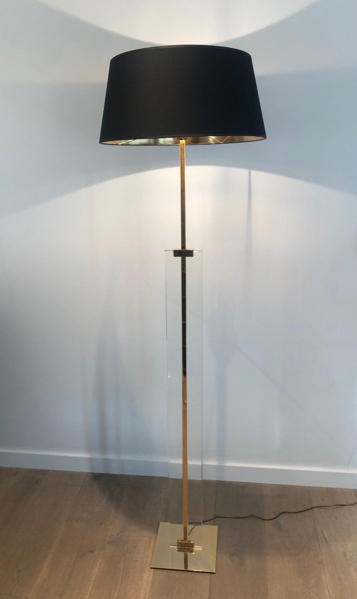 Glass And Brass Floor Lamp. French. Circa 1970-photo-2