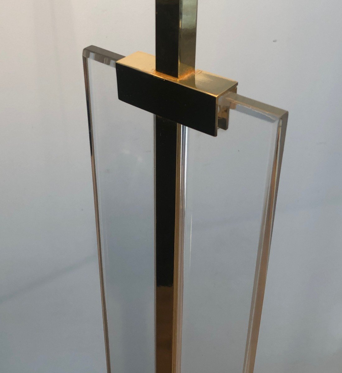 Glass And Brass Floor Lamp. French. Circa 1970-photo-2