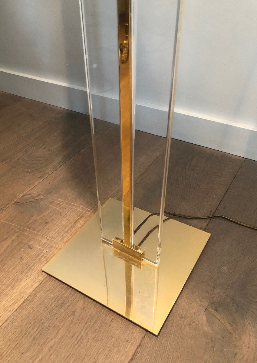 Glass And Brass Floor Lamp. French. Circa 1970-photo-5