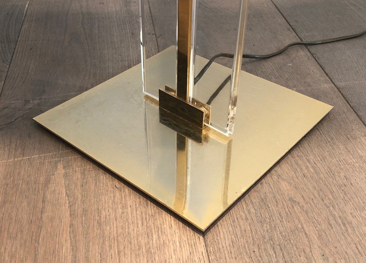 Glass And Brass Floor Lamp. French. Circa 1970-photo-6