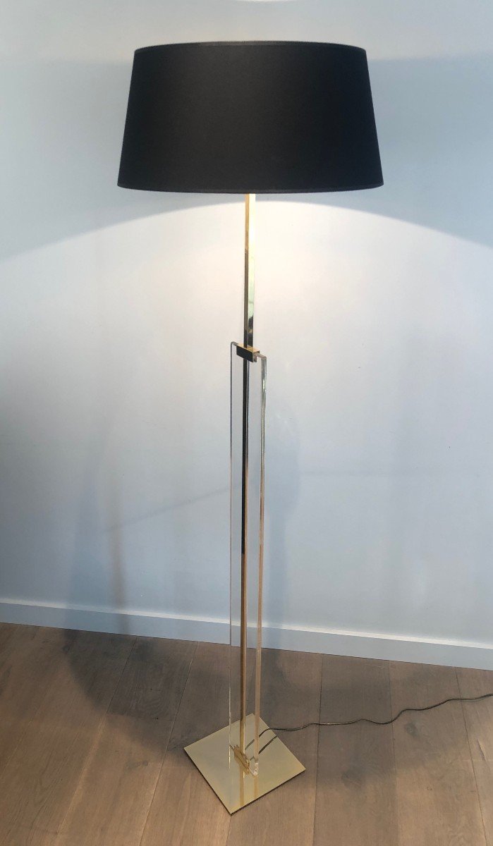 Glass And Brass Floor Lamp. French. Circa 1970-photo-7