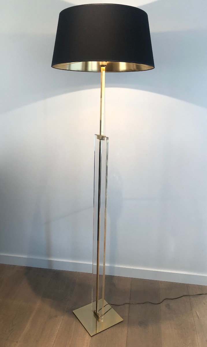 Glass And Brass Floor Lamp. French. Circa 1970-photo-8