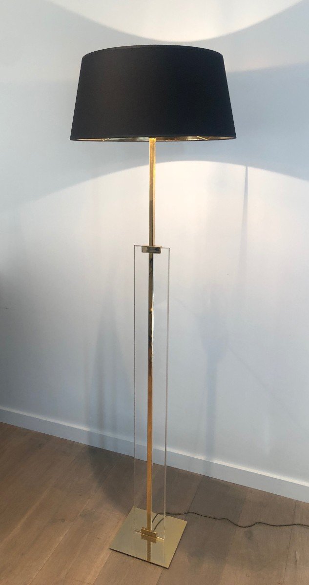 Glass And Brass Floor Lamp. French. Circa 1970