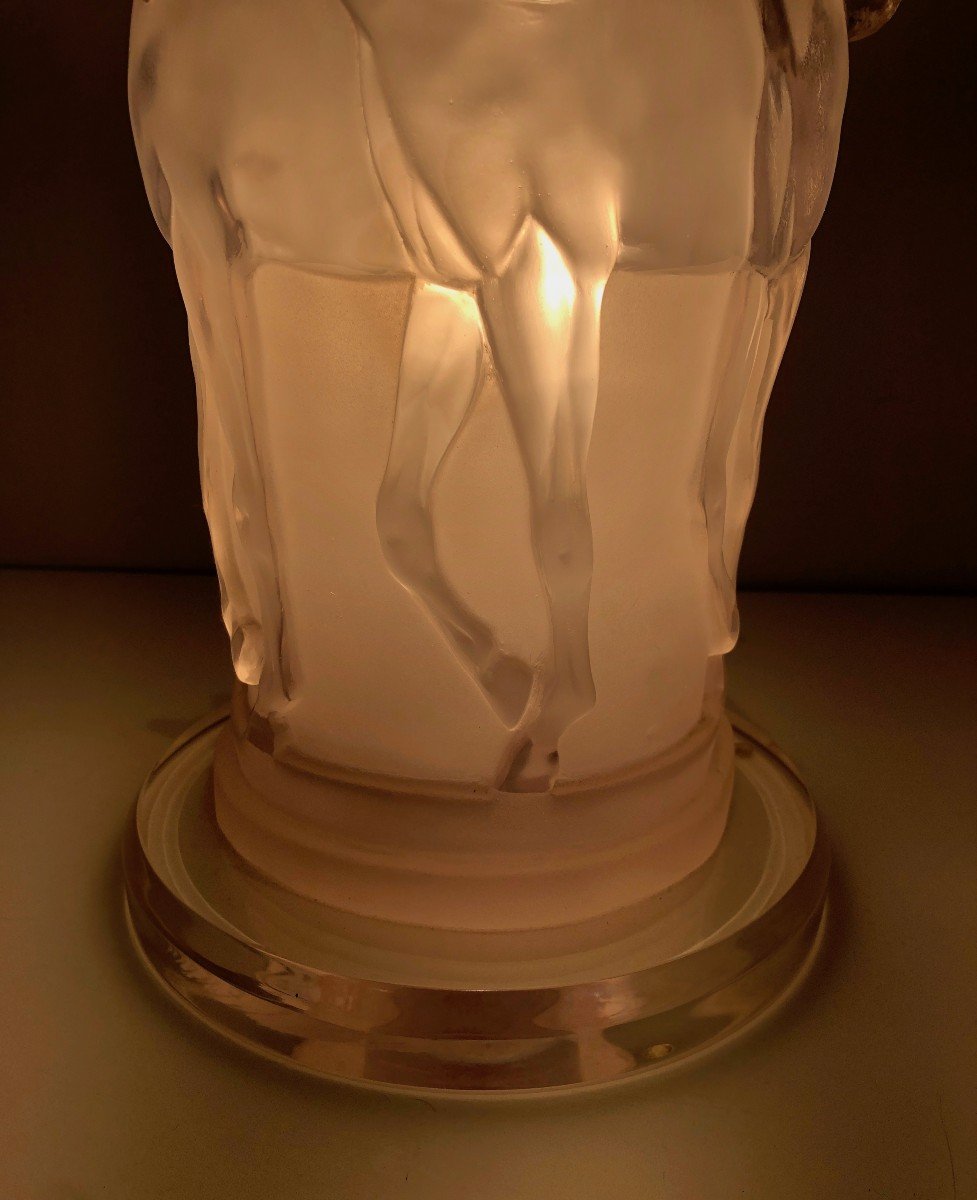 Lucite Horses Table Lamp. French Work,  In The Style Of Maison Lalique. Circa 1970-photo-6