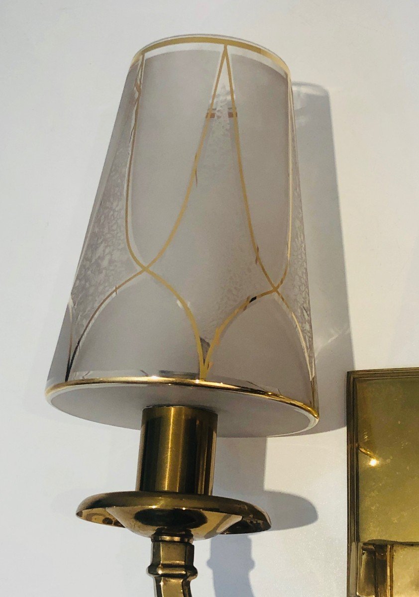 Pair Of Art Deco Brass Wall Lights. French Work In The Style Of Perzel. Circa 1930-photo-4