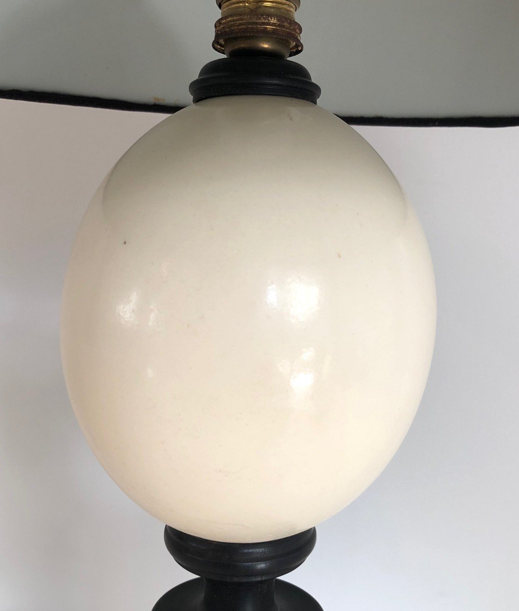 Blackened Wood And Ostrich Egg Table Lamp. French Work. Circa 1970-photo-2