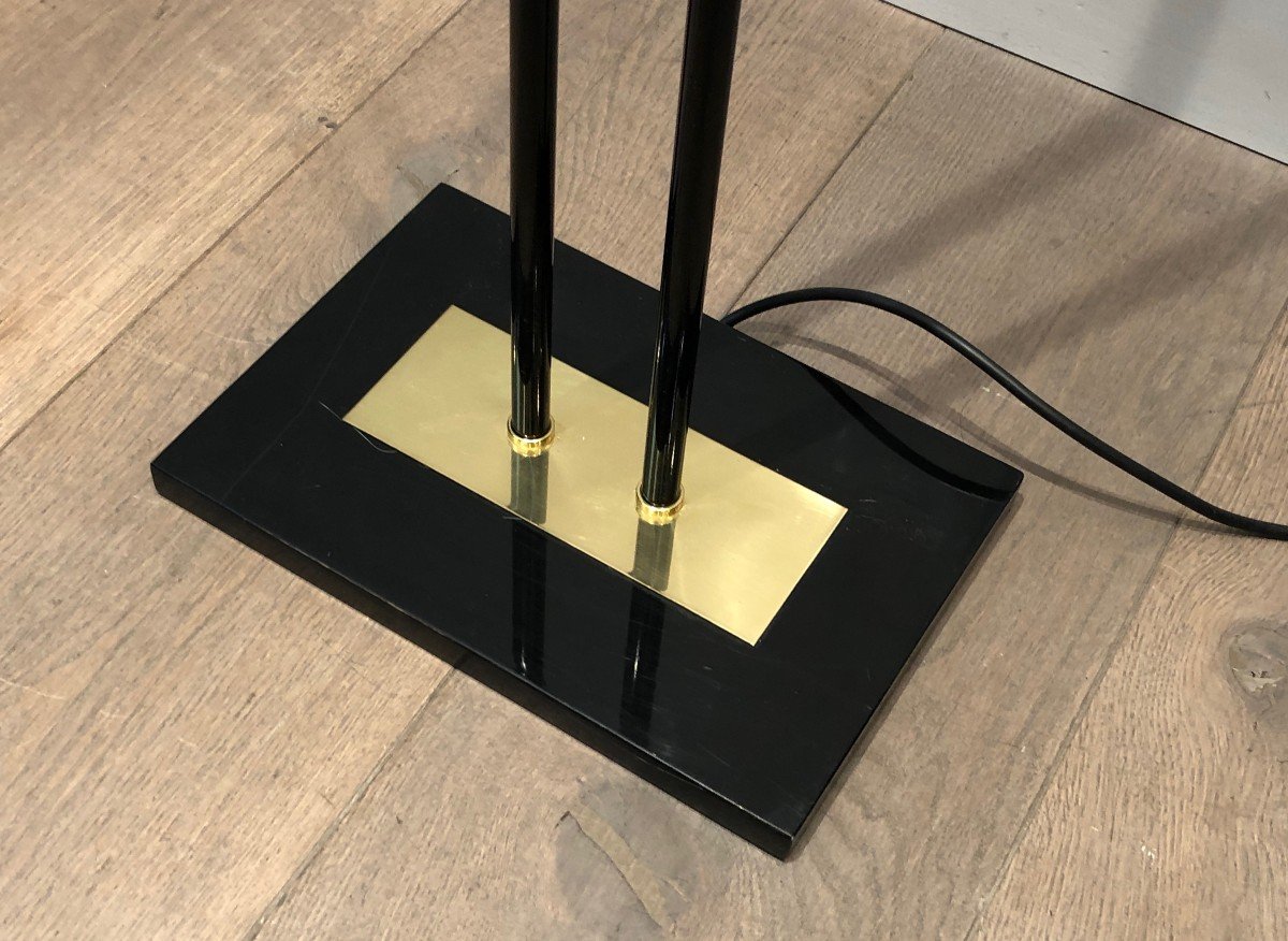 Black Lacquered And Brass Floor Lamp-photo-7