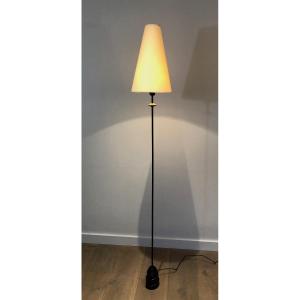 Wrought Iron Floor Lamp With Cast Iron Base; French Work. Circa 1970