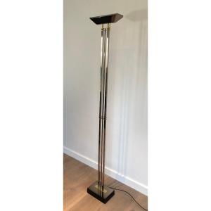 Gun Metal And Brass Floor Lamp. French Work. Vers 1970