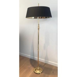 Neoclassical Style Brass Floor Lamp. French Work In The Style Of Maison Jansen. Circa 1940