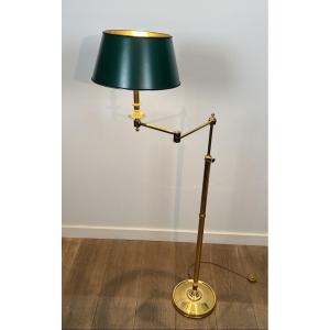 Lampe Liseuse à Bras Amovible En Laiton Et Abat-jour Vert Synthétique Façon Tôle Peinte