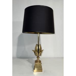 Flower Brass Table Lamp. French Work In The Style Of Maison Charles. Circa 1970
