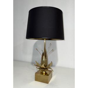 Nenuphar Bronze And Brass Table Lamp. French Work Attributed To Maison Charles. Circa 1970