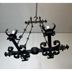 4 Lights Gothic Style Wrought Iron Chandelier
