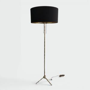 Faux-bambou Bronze And Brass Floor Lamp By Jacques Adnet