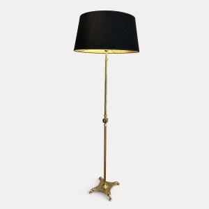 Neoclassical Brass Floor Lamp With Claw Feet, By Maison Jansen, French Work, Circa 1940