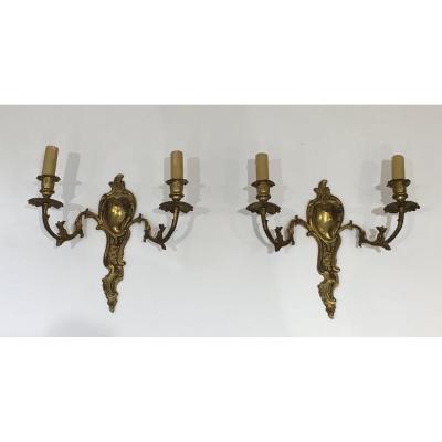 Pair Of Louis The 15th Style Bronze Wall Sconces. French. Circa 1920