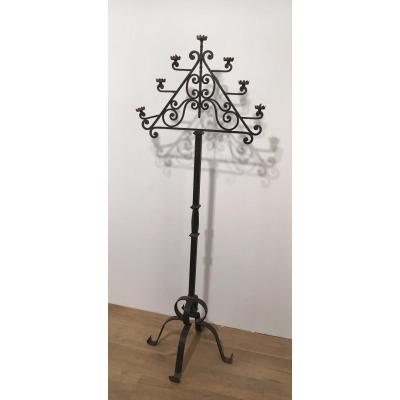 Wrought Iron Floor Lamp With 7 Lights. French. Circa 1940