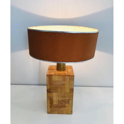 Straw Marquetry Table Lamp. French. Circa 1950