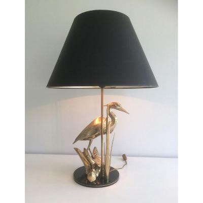 Fine Brass Heron Table Lamp. French. Circa 1970