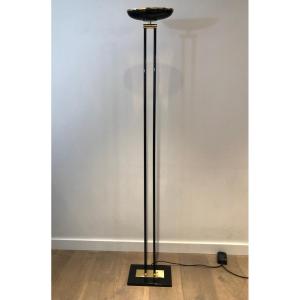 Black Lacquered And Brass Floor Lamp