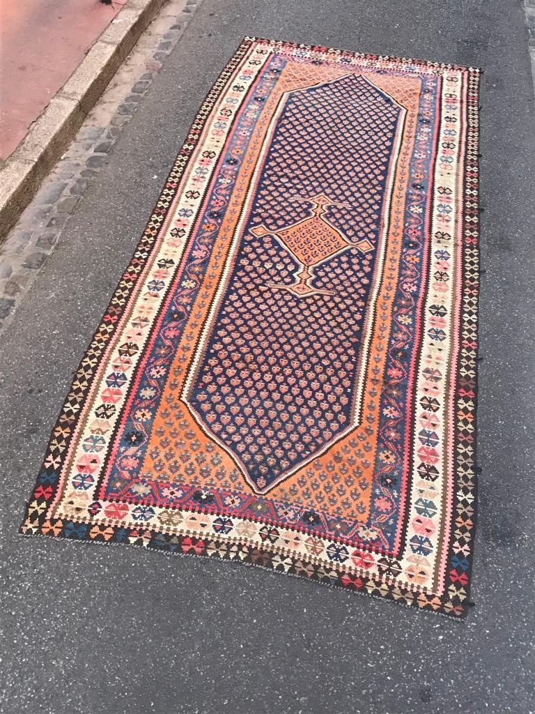 Kilim Senneh - Perse. Circa 1900. 436 X 177 Cm-photo-4