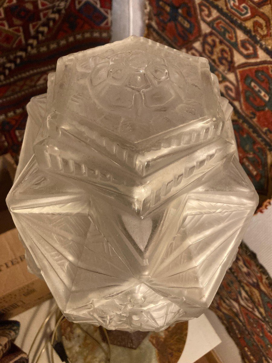 Art Deco Lamp - 1930. Molded Glass. H=70 Cm-photo-2