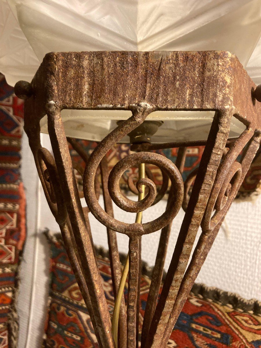 Art Deco Lamp - 1930. Molded Glass. H=70 Cm-photo-3