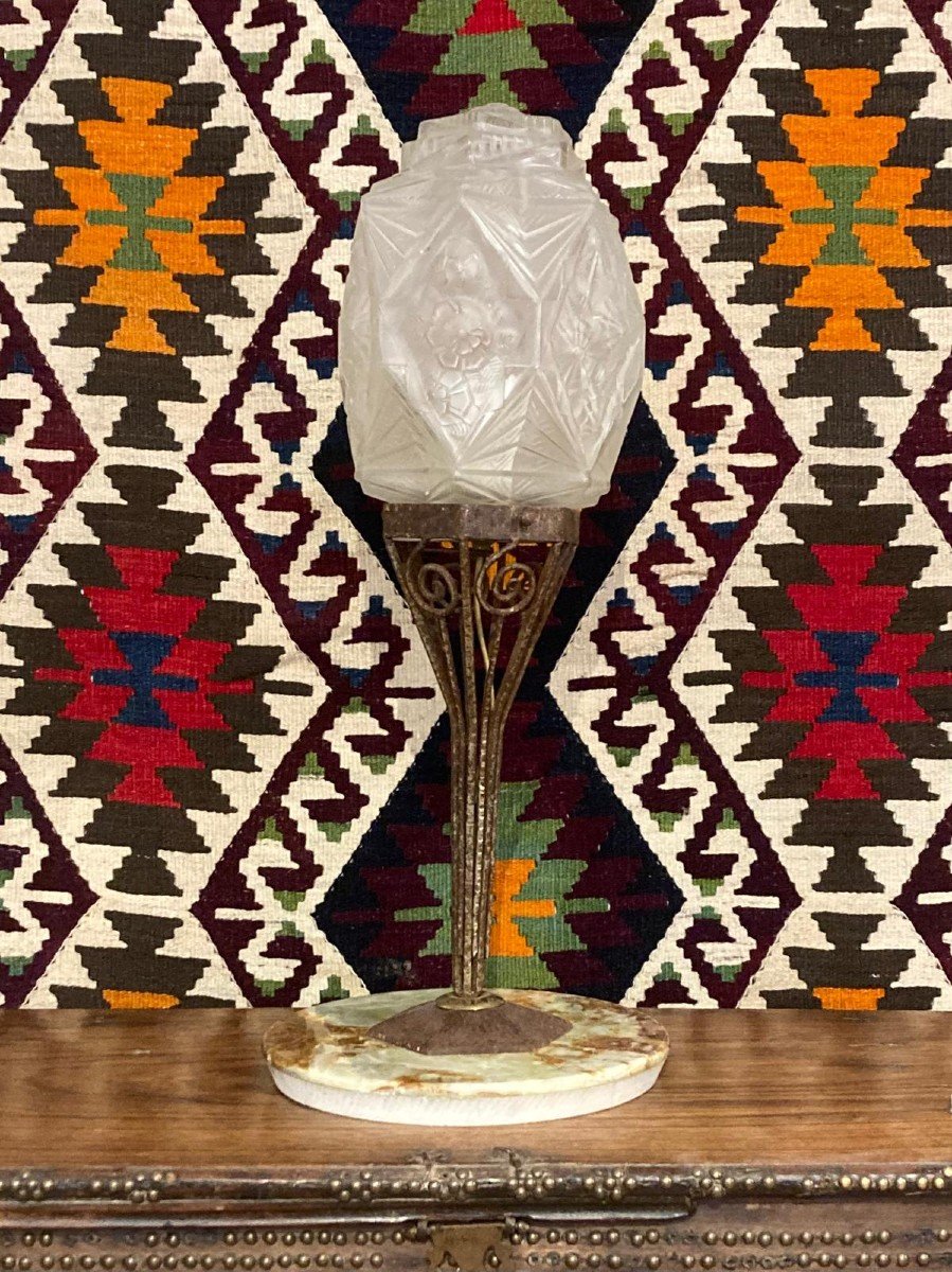 Art Deco Lamp - 1930. Molded Glass. H=70 Cm-photo-6