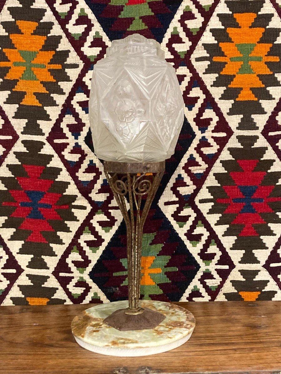 Art Deco Lamp - 1930. Molded Glass. H=70 Cm-photo-7