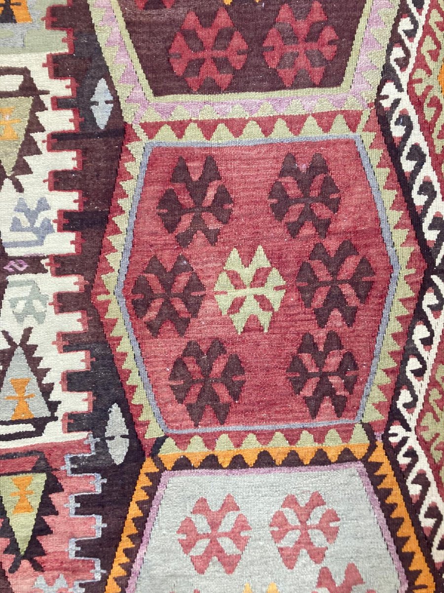 Kilim Malatya - Anatolia. Mid 20th Century. 354 X 170 Cm-photo-3