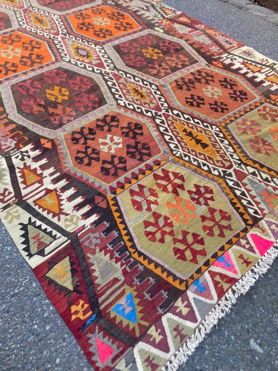 Kilim Malatya - Anatolia. Mid 20th Century. 354 X 170 Cm-photo-4