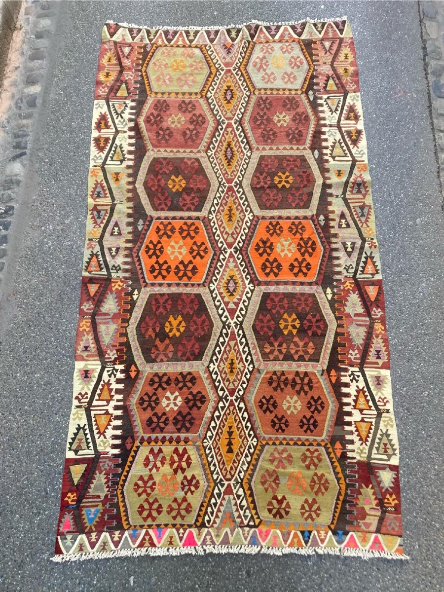 Kilim Malatya - Anatolia. Mid 20th Century. 354 X 170 Cm-photo-1