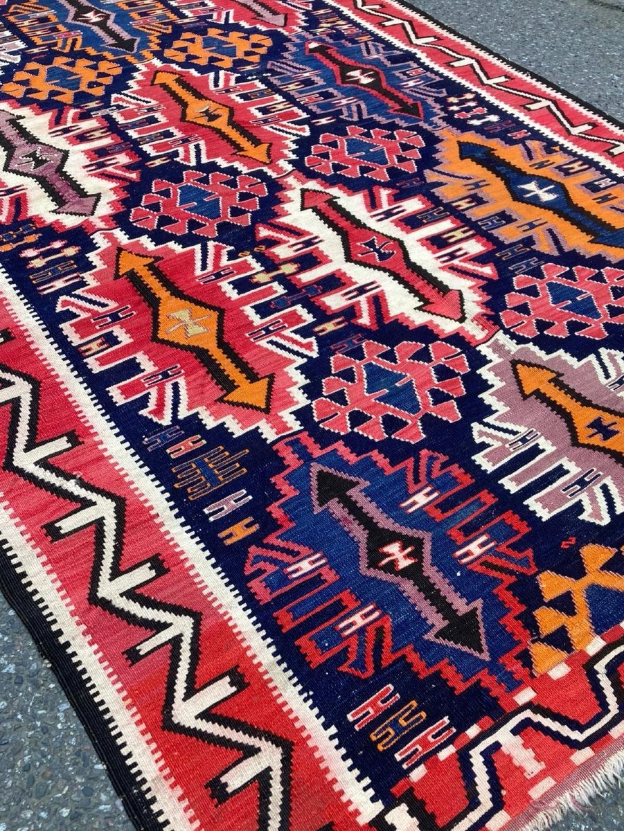 Kilim Kuba - Azerbaïdjan. Circa 1920. 300 X 158 Cm-photo-3