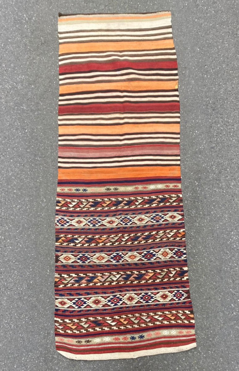 Kilim / Cuval Fethiye - Anatolia. Circa 1960. 250 X 82 Cm