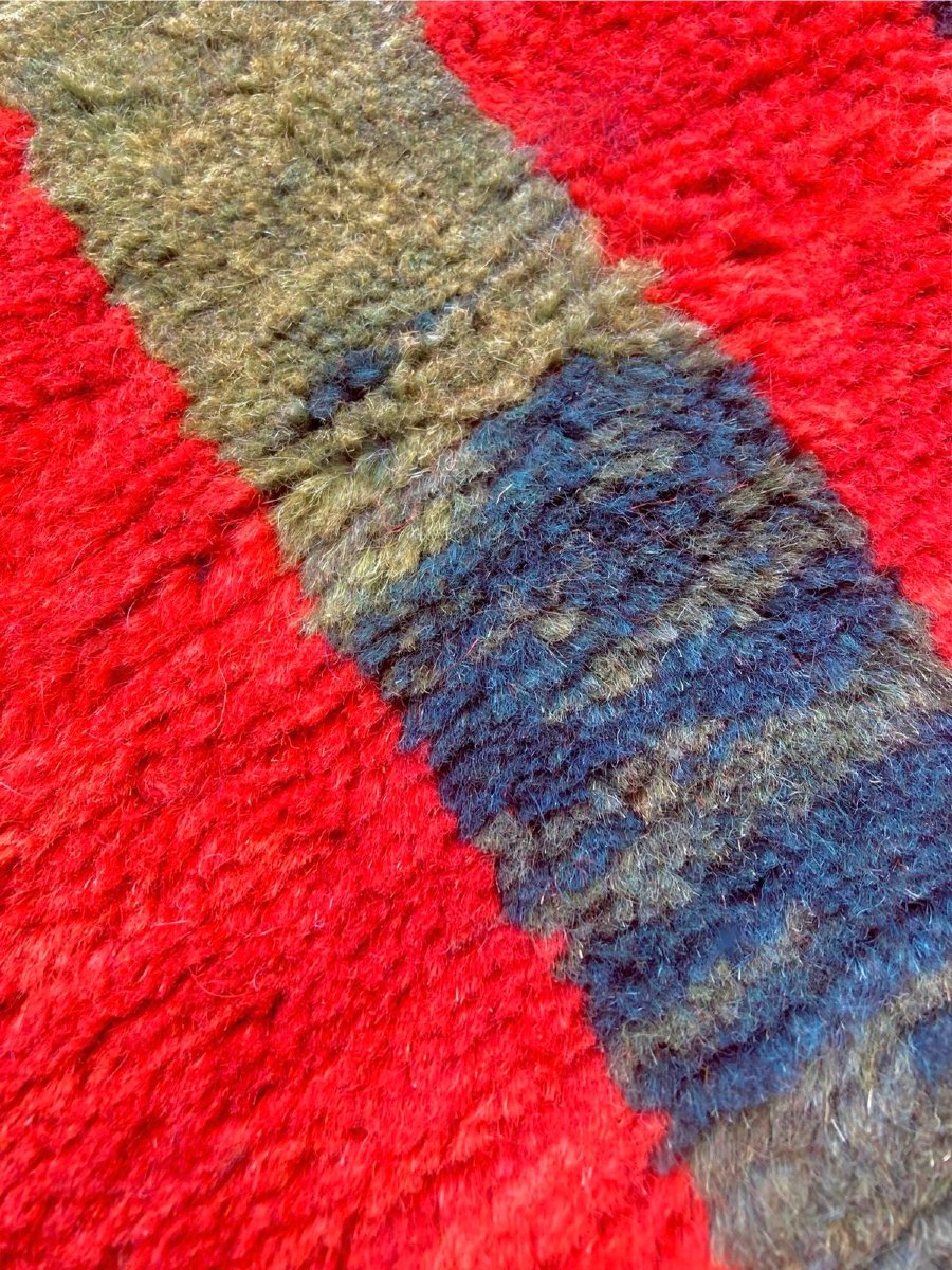 Tapis Gabbeh - Iran. Style Mondrian. Milieu 20 Ième. 285 X 92 Cm-photo-3
