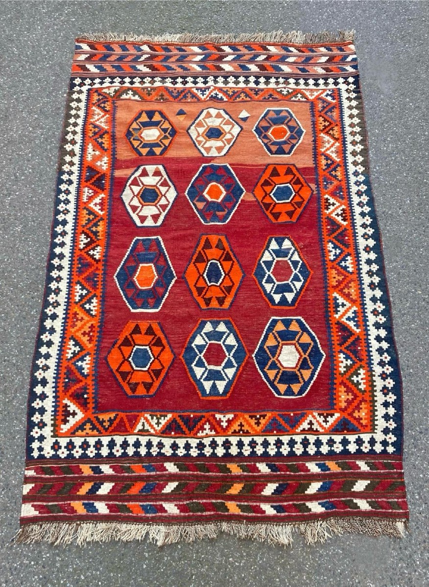Kilim Qashqai - Iran. Circa 1950. 242 X 144 Cm