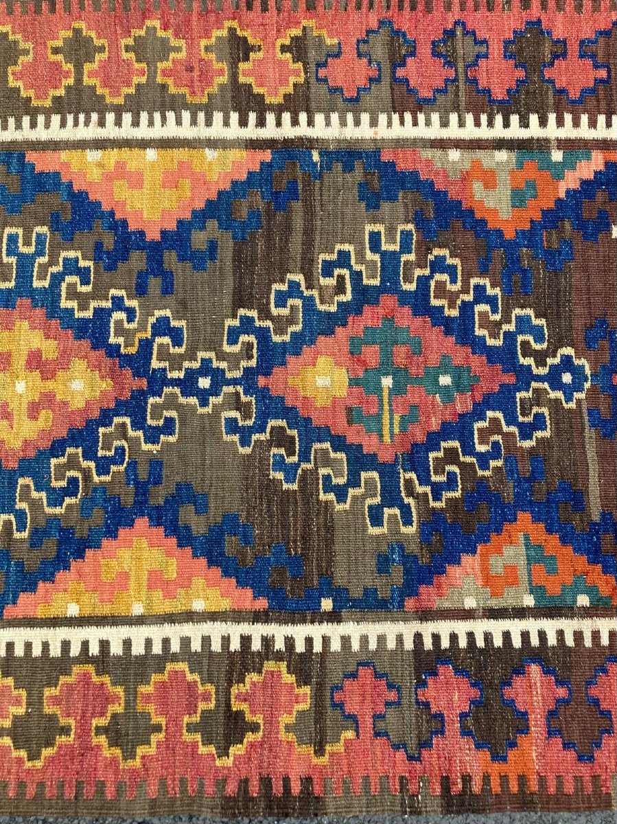 Kilim Veramin - Qashqai. Persian. Circa 1900/1920.. 360 X 120 Cm Cm-photo-1