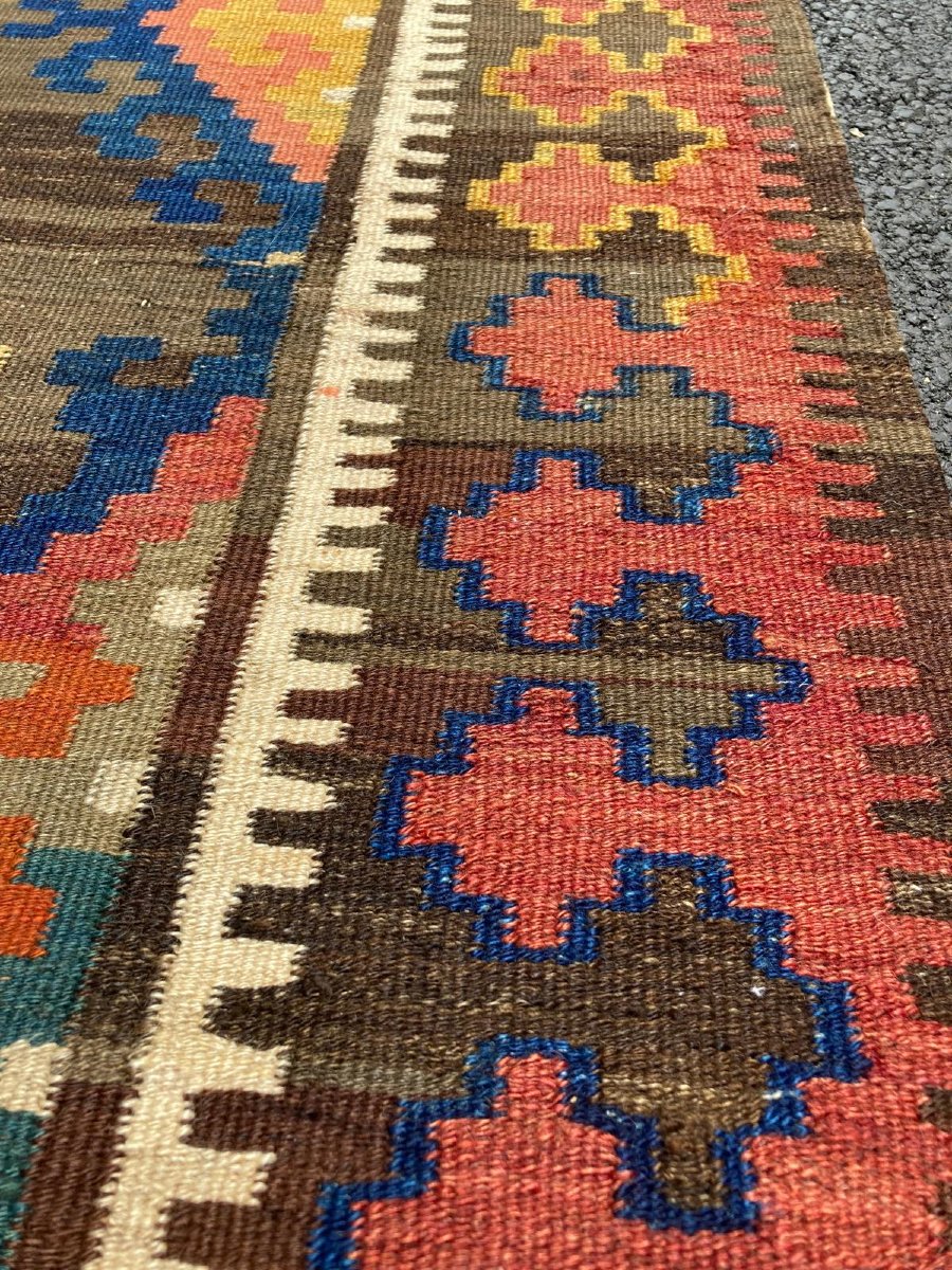 Kilim Veramin - Qashqai. Persian. Circa 1900/1920.. 360 X 120 Cm Cm-photo-4