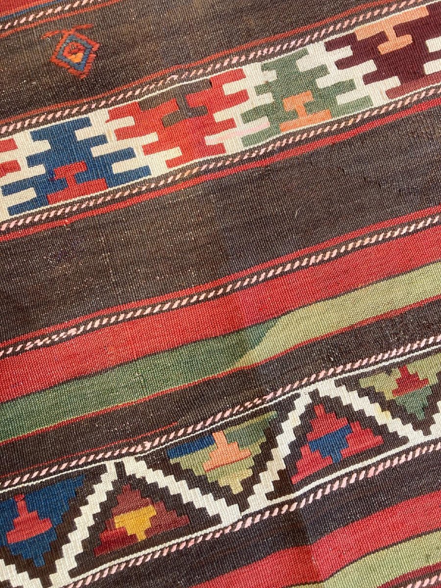 Kilim Shirvan - Caucase. Circa 1880 / 1900. 250 x 135 cm-photo-3