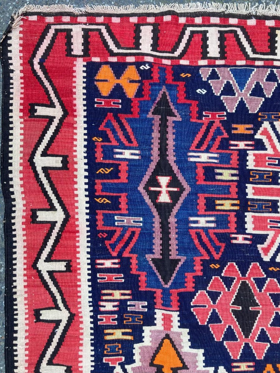 Kilim Kuba - Azerbaïdjan. Circa 1920. 300 x 158 cm-photo-3