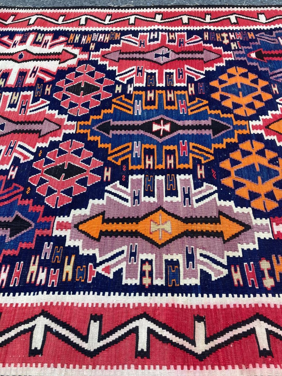 Kilim Kuba - Azerbaïdjan. Circa 1920. 300 x 158 cm-photo-4