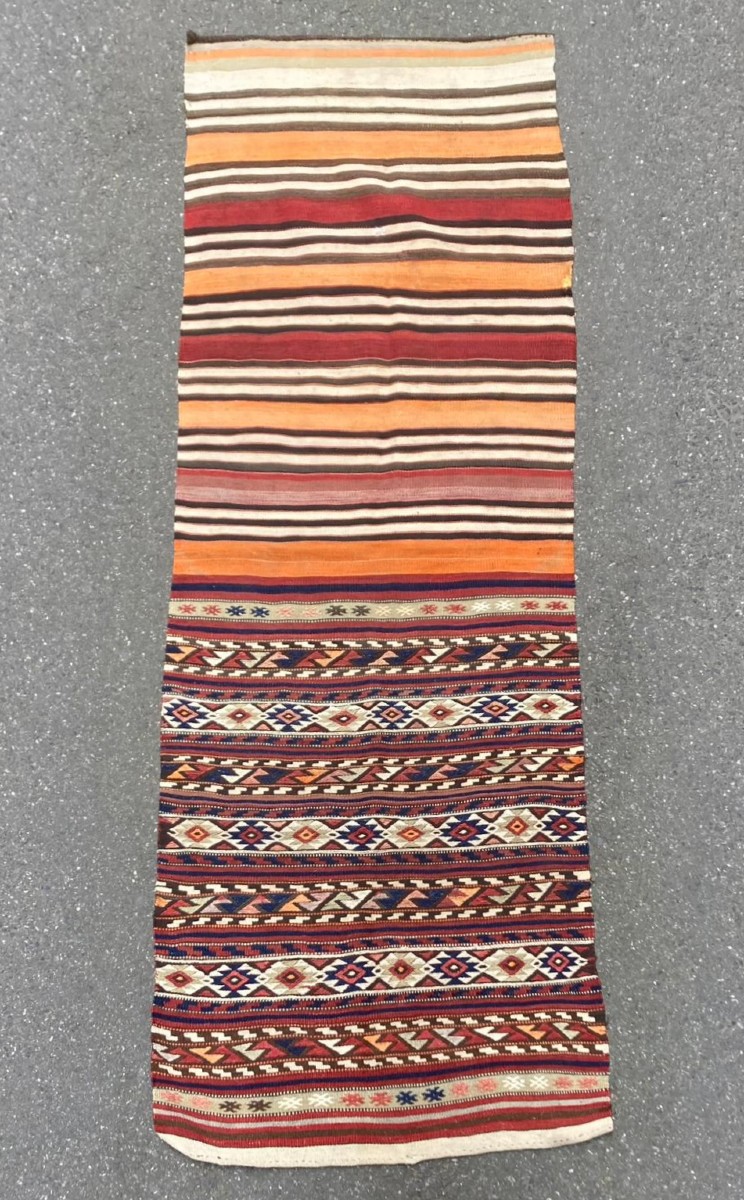 Kilim / Cuval Fethiye - Anatolia. Circa 1960. 250 X 82 Cm