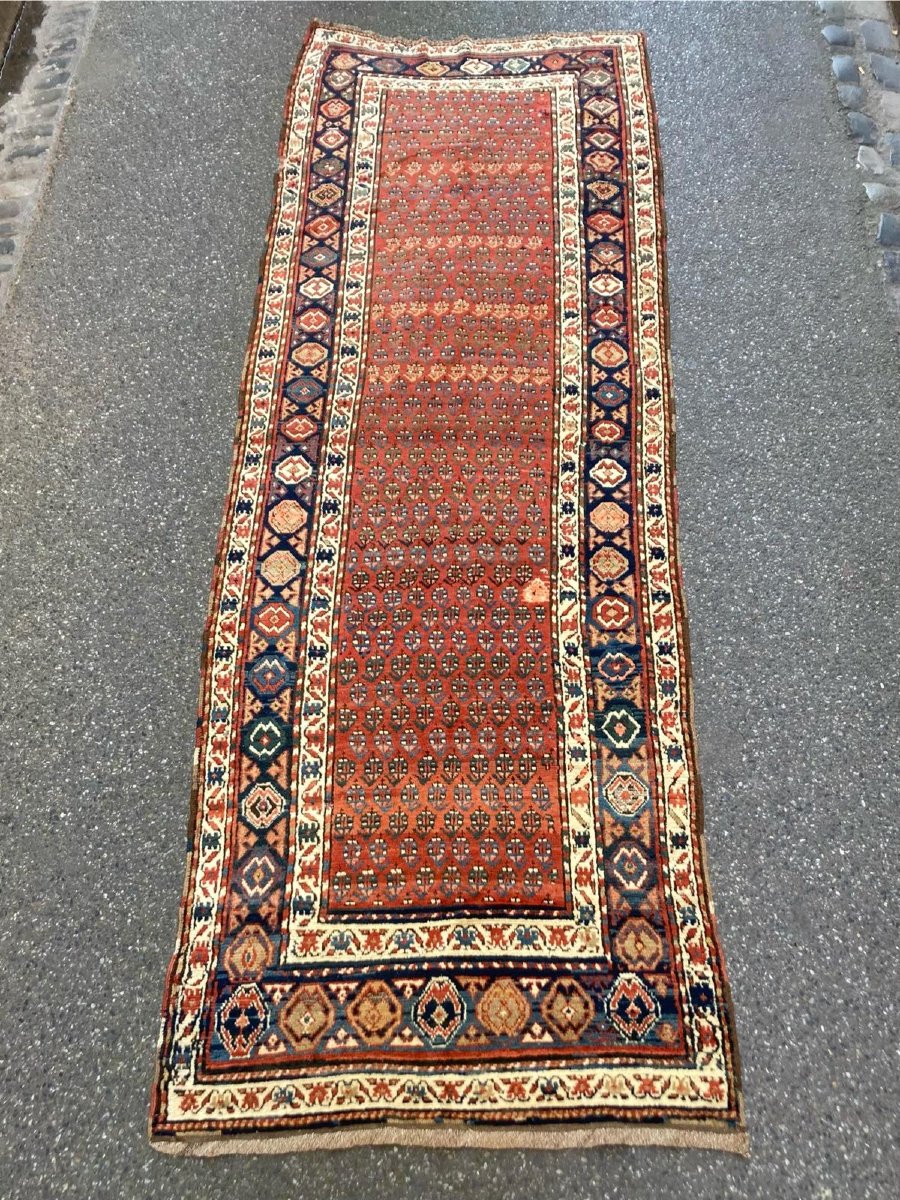 Tapis Karabag. Caucase. Motifs Boteh. Fin 19 ième. 362 x 116 cm-photo-2