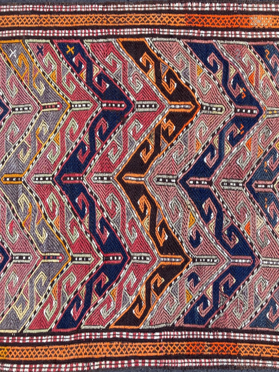Mut Embroidered Kilim / Anatolia. Circa 1920. 212 X 113 Cm