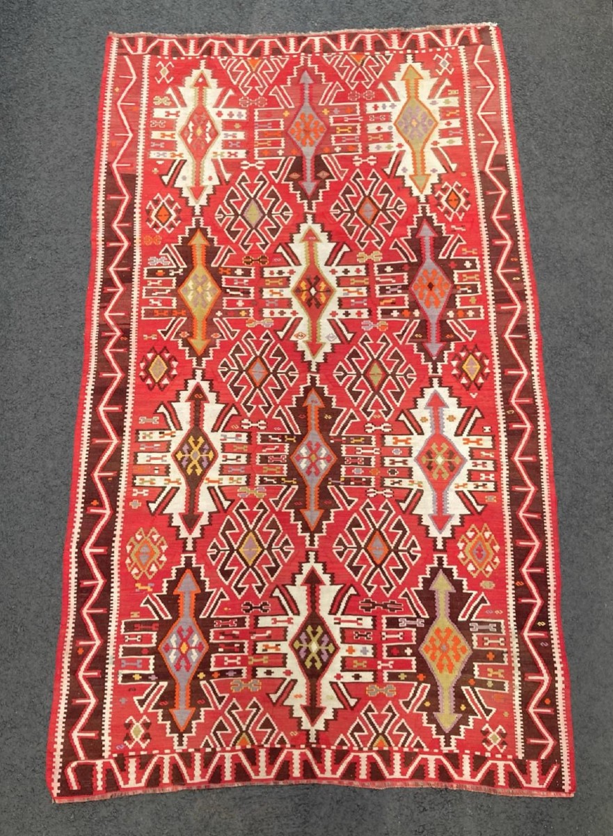 Kilim Kuba. Azerbaijan. Caucasus. Early 20th Century. 300 X 160 Cm